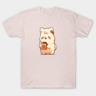 cute llama drinking hot chocolate T-Shirt